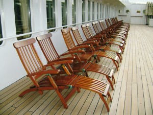 Steamer chairs on deck of the floating time capsule, the Deutchsland