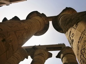 Looking up to the top of some of these columns. There are 134 of them in all