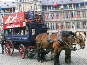 Horse and cart bus in the city centre