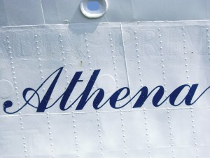 Close up of the name and hull plating