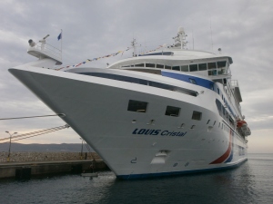 The Louis Cristal docked at Lavrion